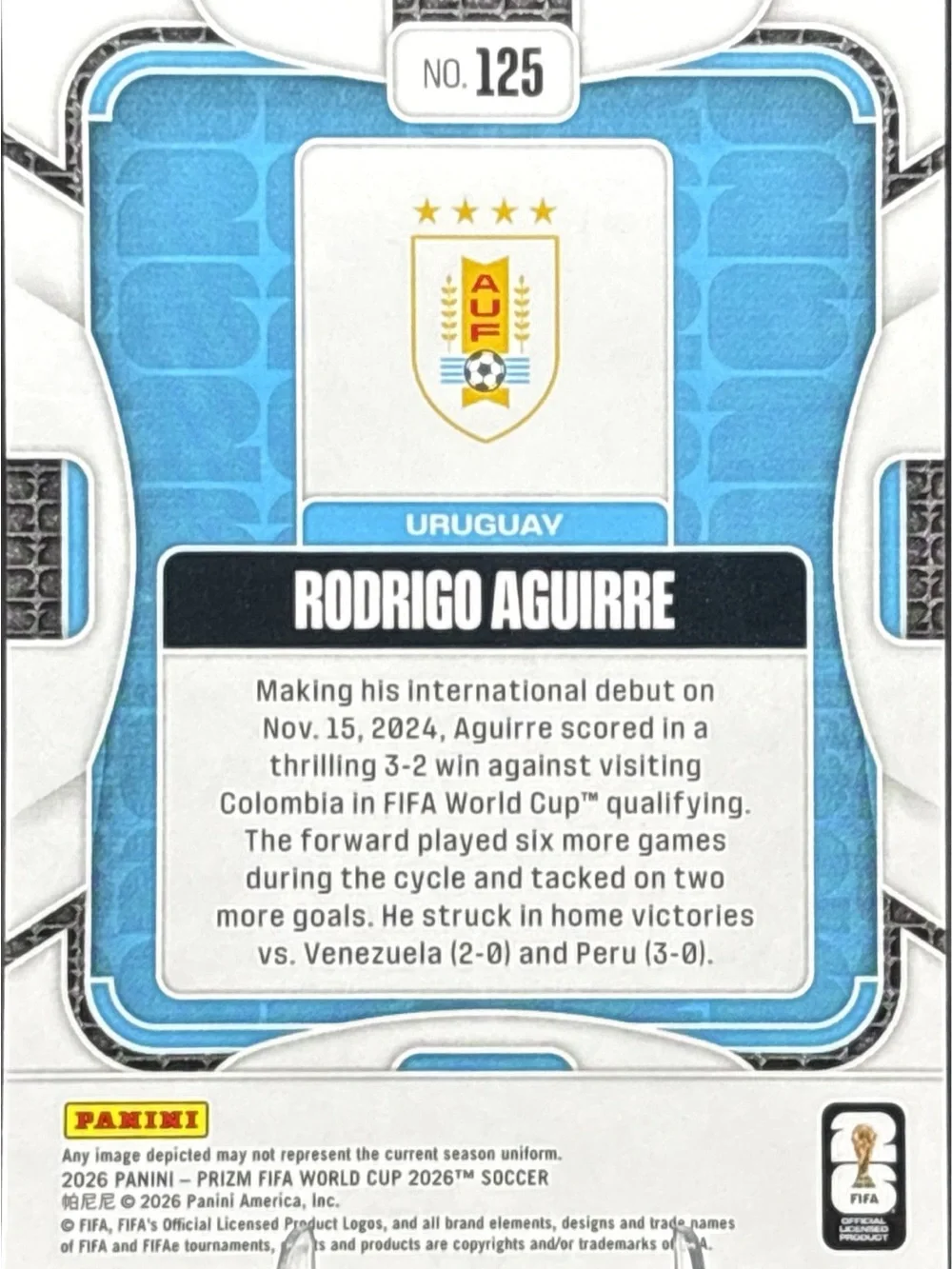 Panini Prizm Rodrigo Aguirre Rookie Uruguay Soccer Card